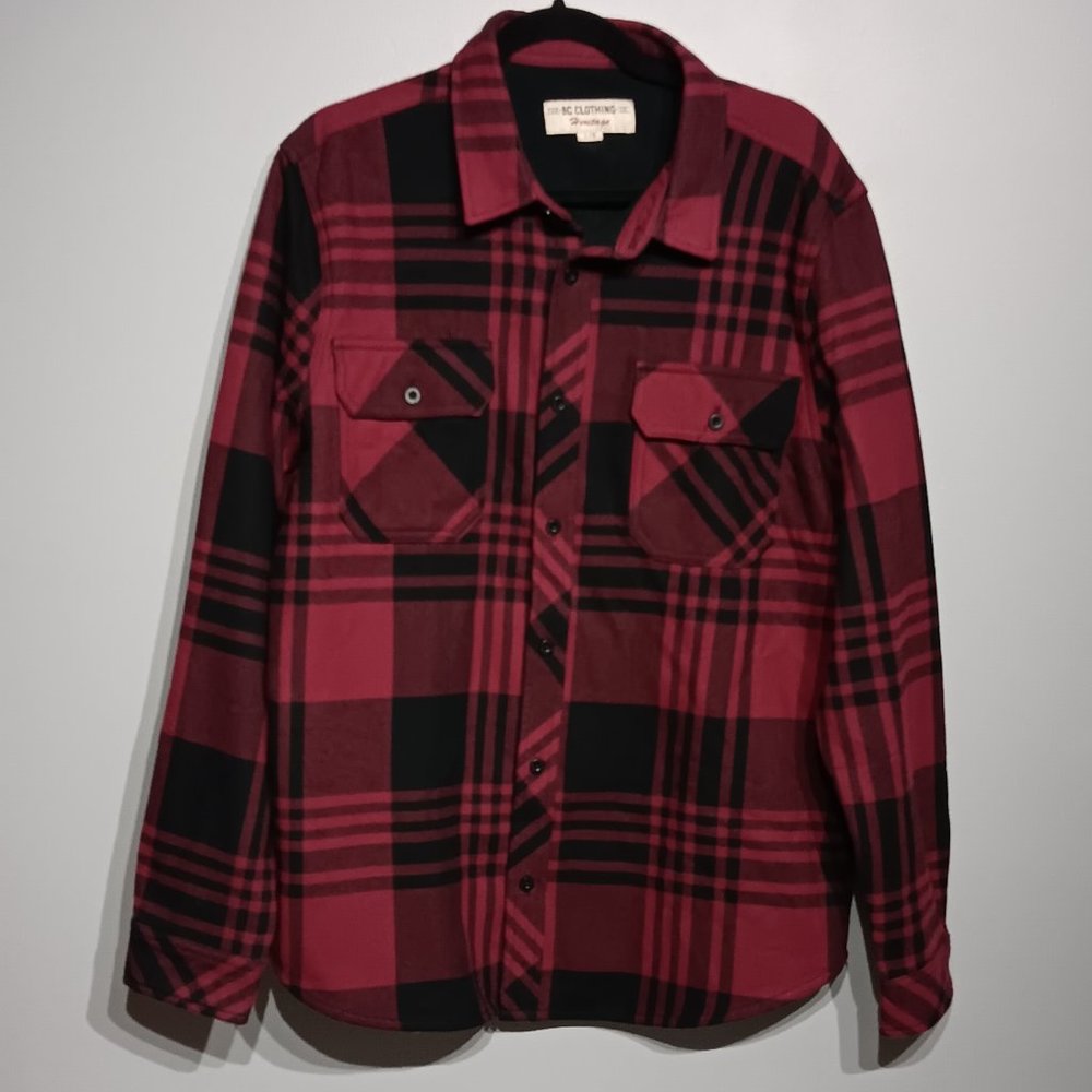 Red Plaid BC Clothing Heritage Lined Shirt (Men's Size Large)